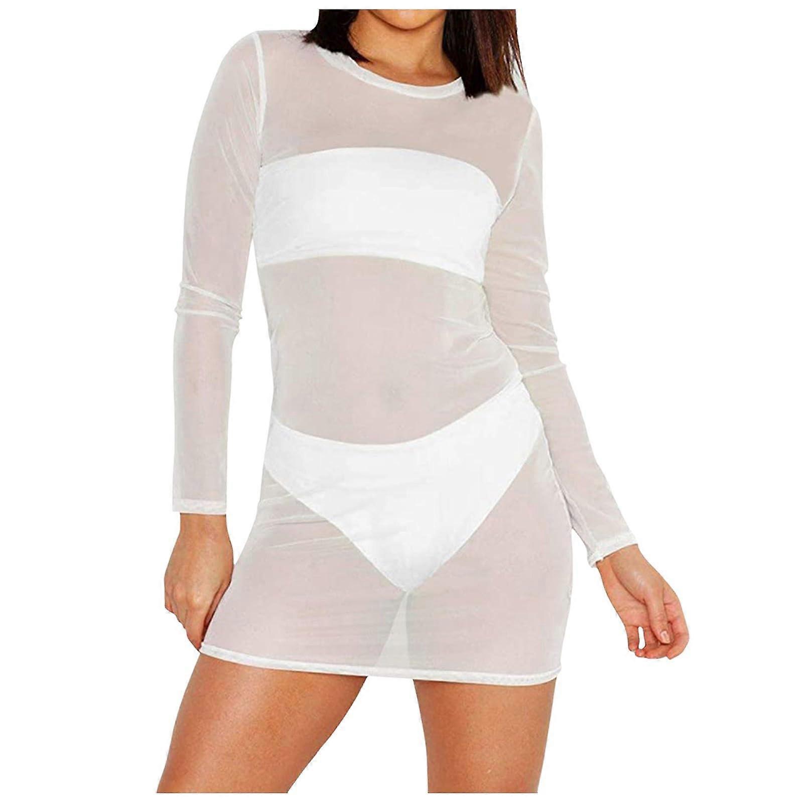 knee length dresses for ladies Mesh Sequin See-Through Long Dress