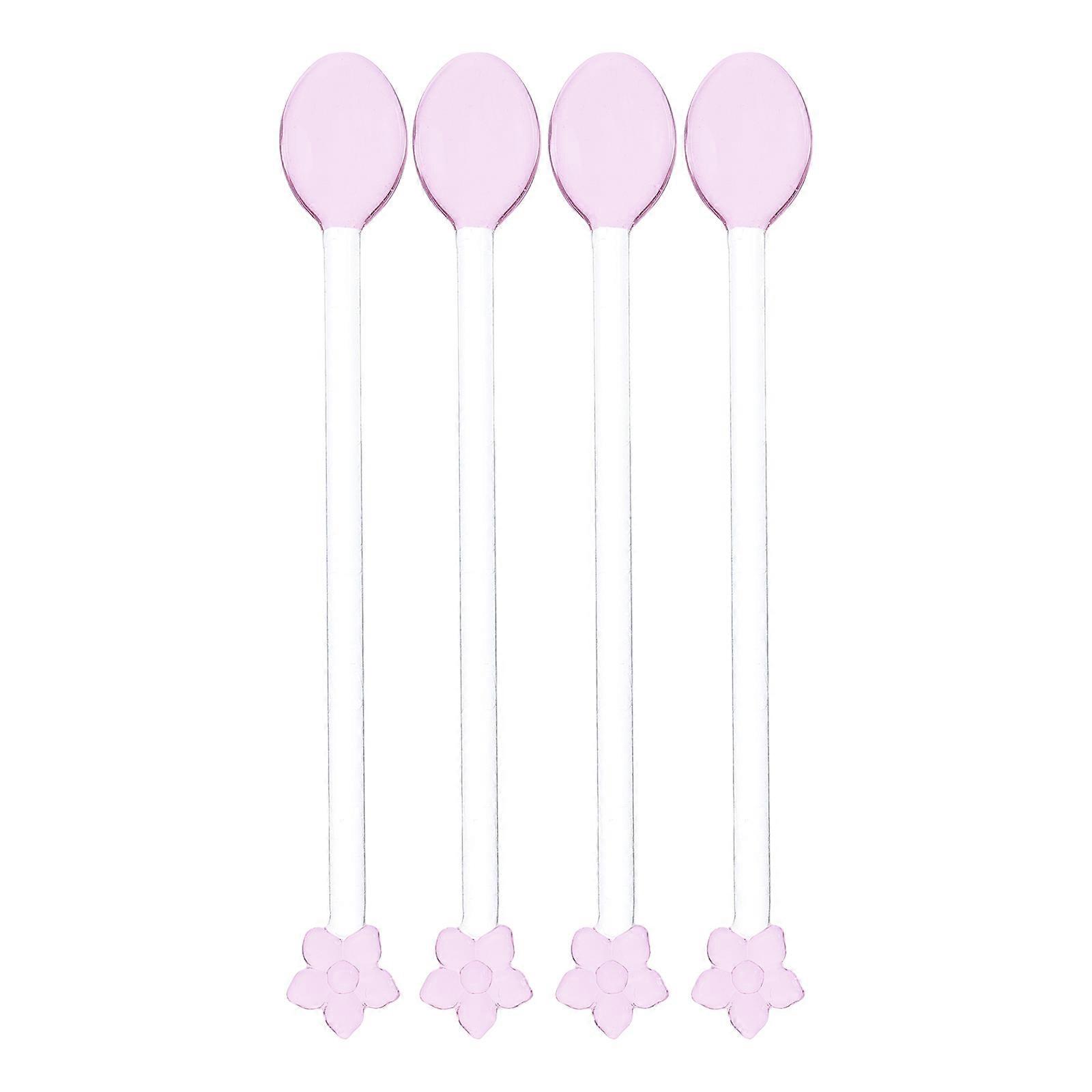 Here's a refined and professional product description for your **4pcs Long Handle Transparent Glass Stirring Spoons**:
**4pcs Long Handle