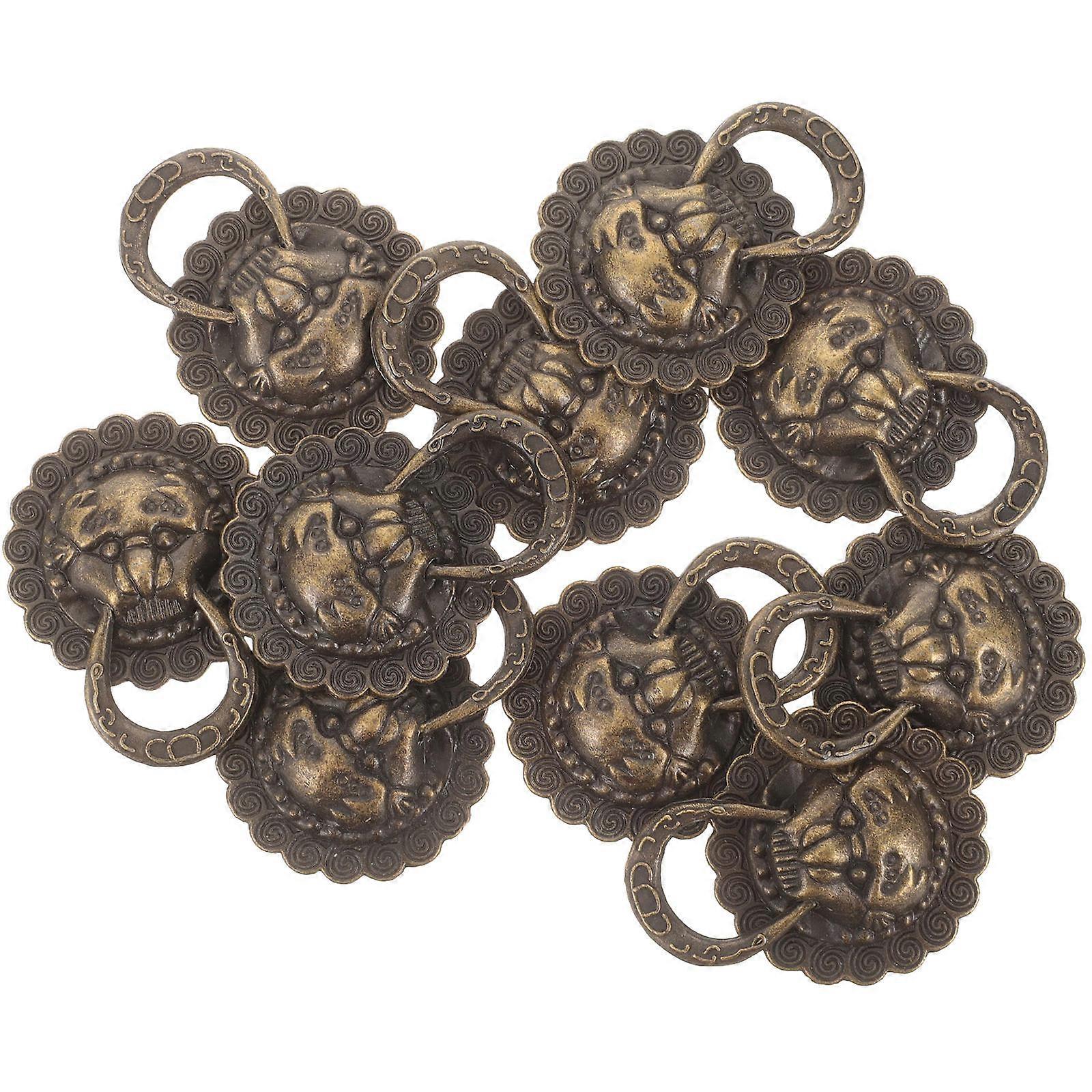 Here's a polished and professional product description based on your input:
 
**10pcs Vintage Lion Head Drawer Pulls – Durable Bronze Cabinet