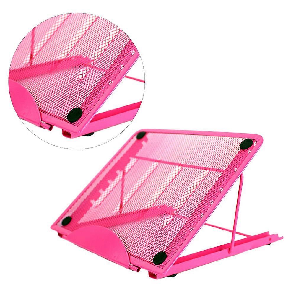 Adjustable Notebook Bracket Support 1 Set Steel Plastic Sprayed Portable Folding Computer Bracket Cooling Base Desktop Laptop Stand Pink