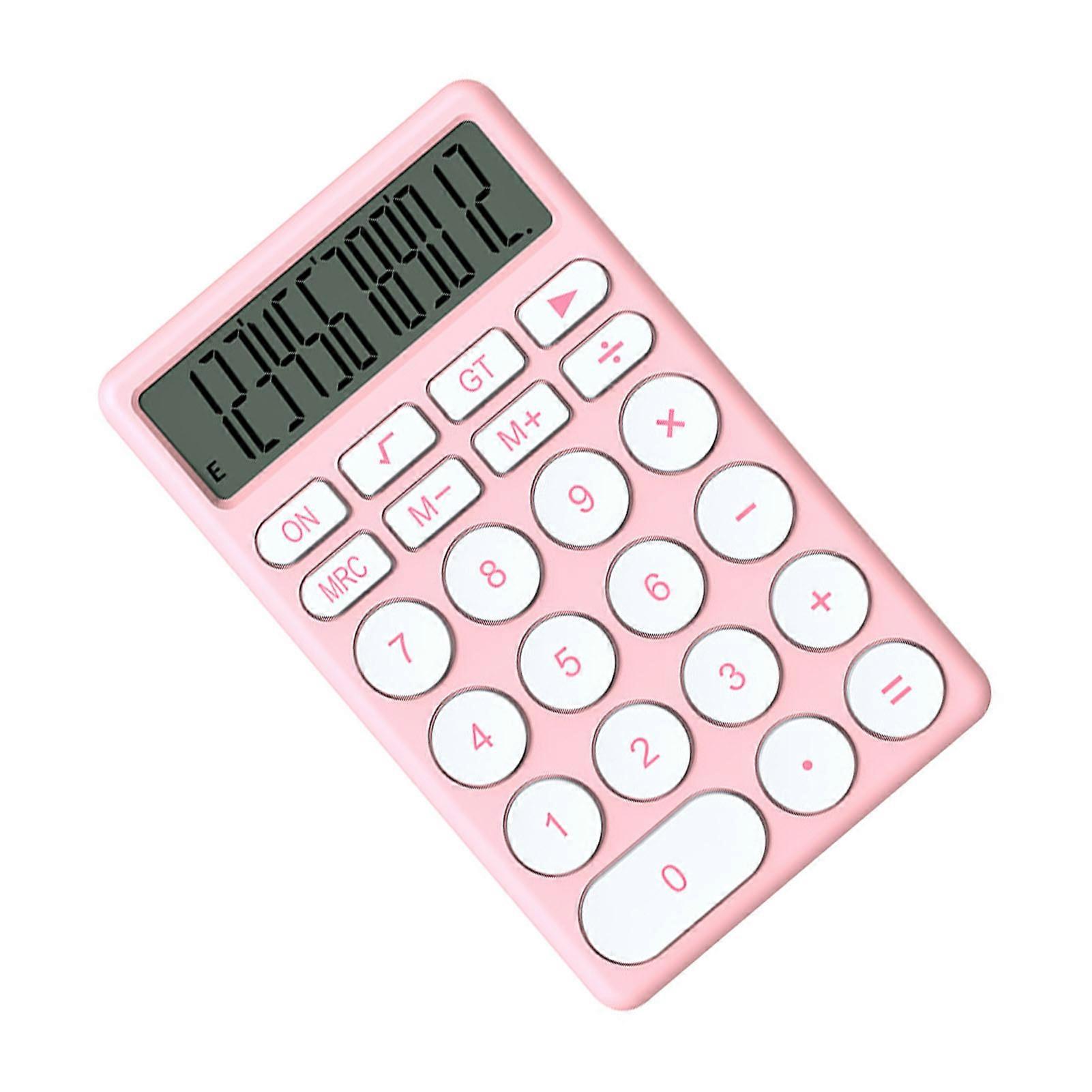 Cartoon Calculator Multifunctional Handheld Small Pocket Calculator with Large Display for Desktop Office School Home Pink