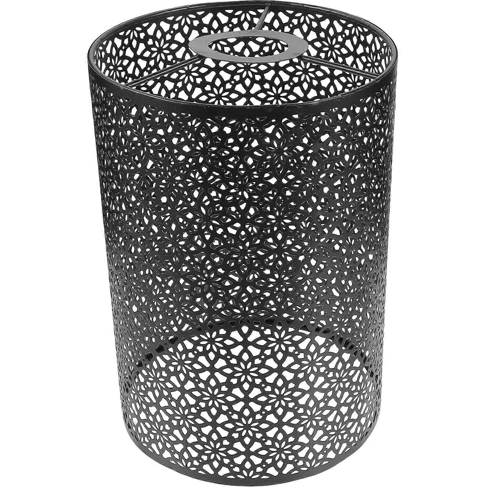 Round Lamp Shade Wrought Iron Cover for Table Light Shade Black