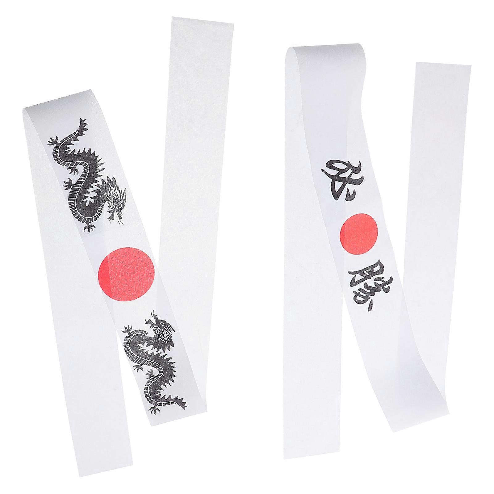 Japanese Karate Headband for Decoration White Polyester Stylish Versatile Design Fits Various Occasions 2pcs