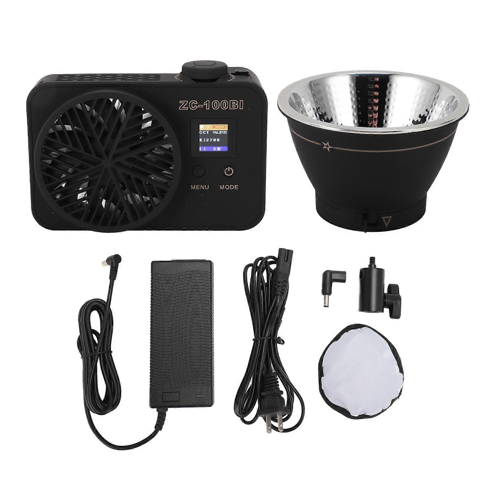 100W Bicolor LED Video Light 2700 to 7500K Beauty Fill Light for Interview Vlog Live Stream Studio Video Recording Photography ZC 100BI 100‑240V Black