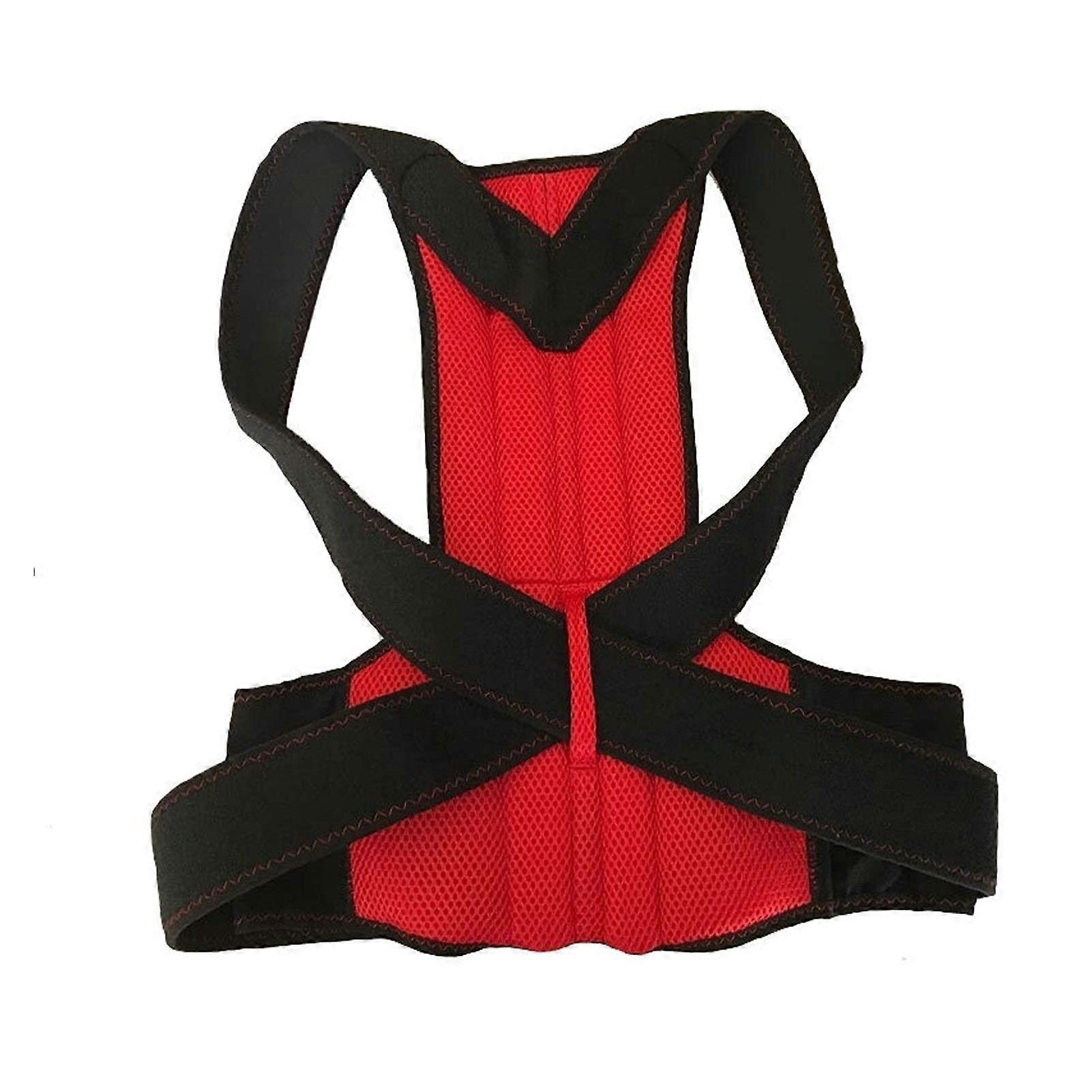 Medical orthopedic neck posture correction back support belt (Red, Medium)