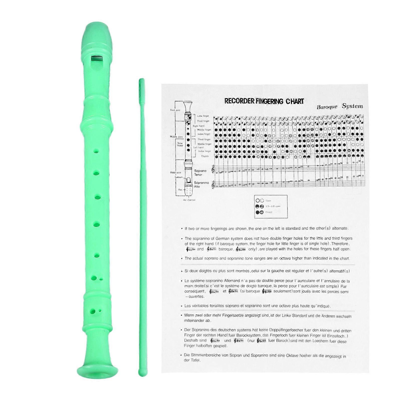 8 Hole Recorder Lightweight Portable Descant Flauta Recorder ABS Clarinet for Students Kids Green