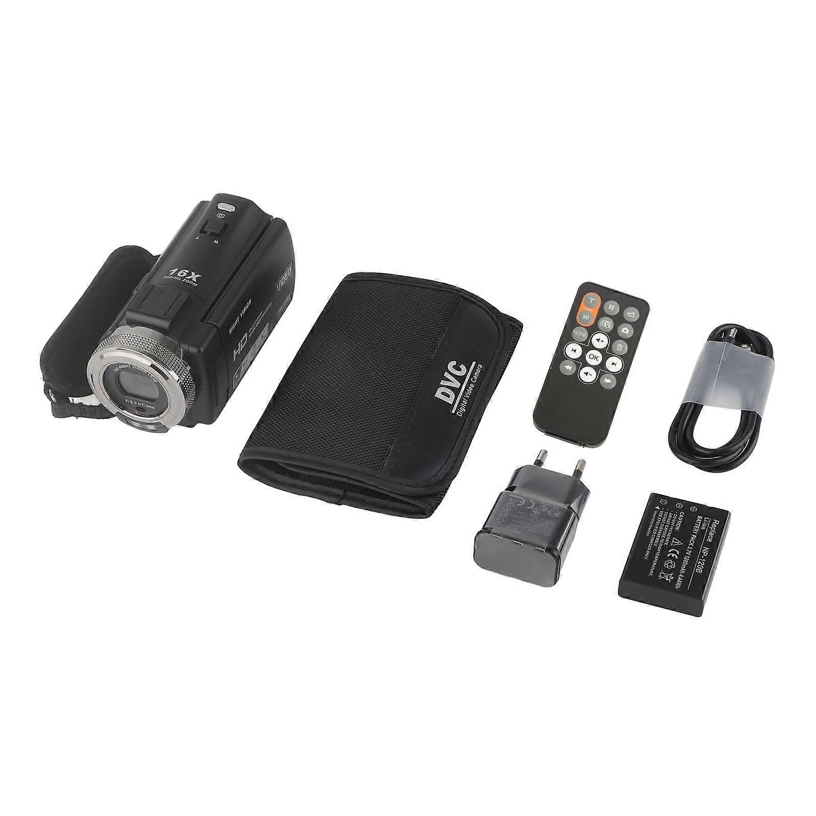 Video Camera Camcorder 3 Inch Color LCD Display 30MP Digital Video Camera 16X Zoom for Photography Video Recording 100‑240V EU Plug