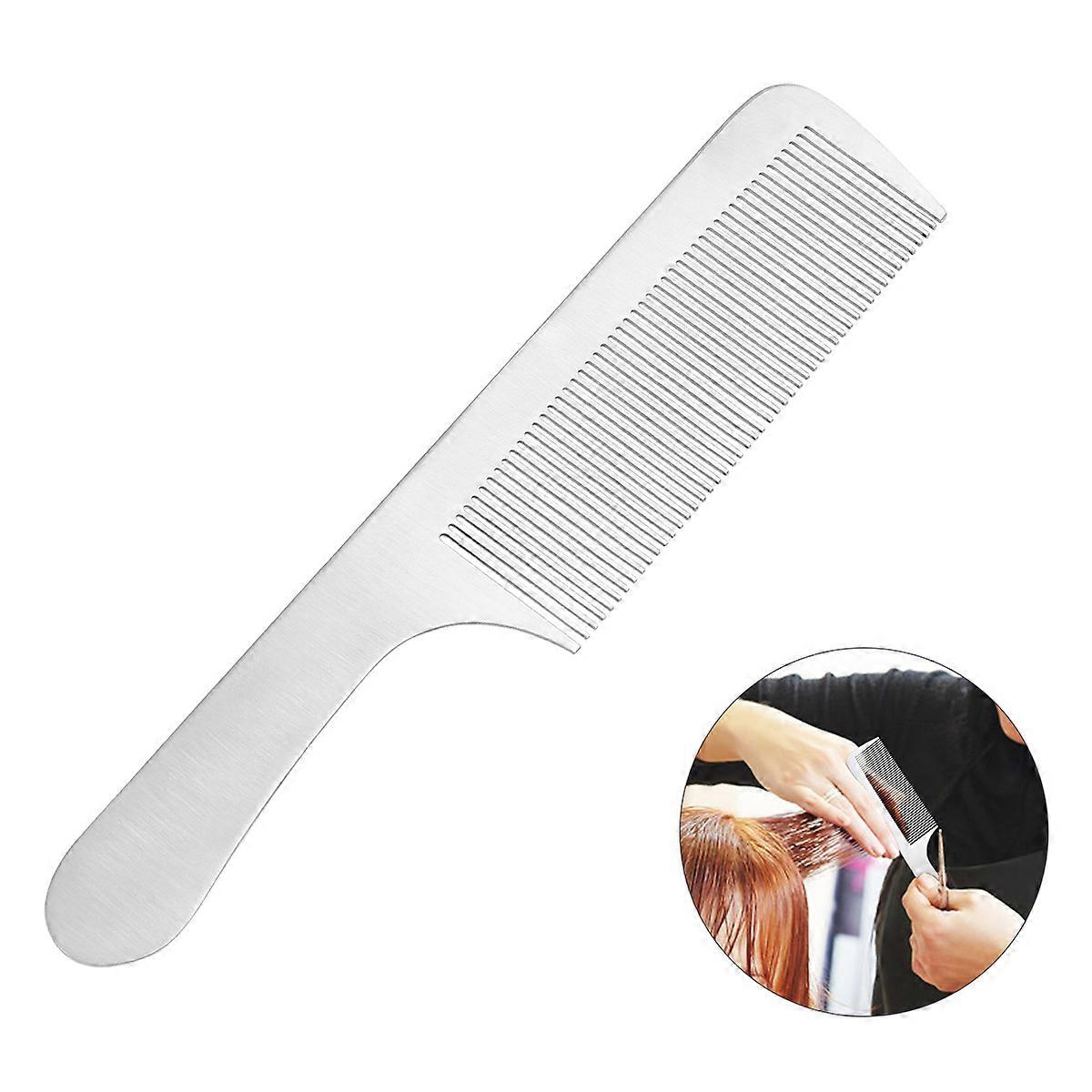 Stainless Steel Fine Tooth Comb Portable For Daily Use 22x5cm Silver Anti Static Professional 1Pcs