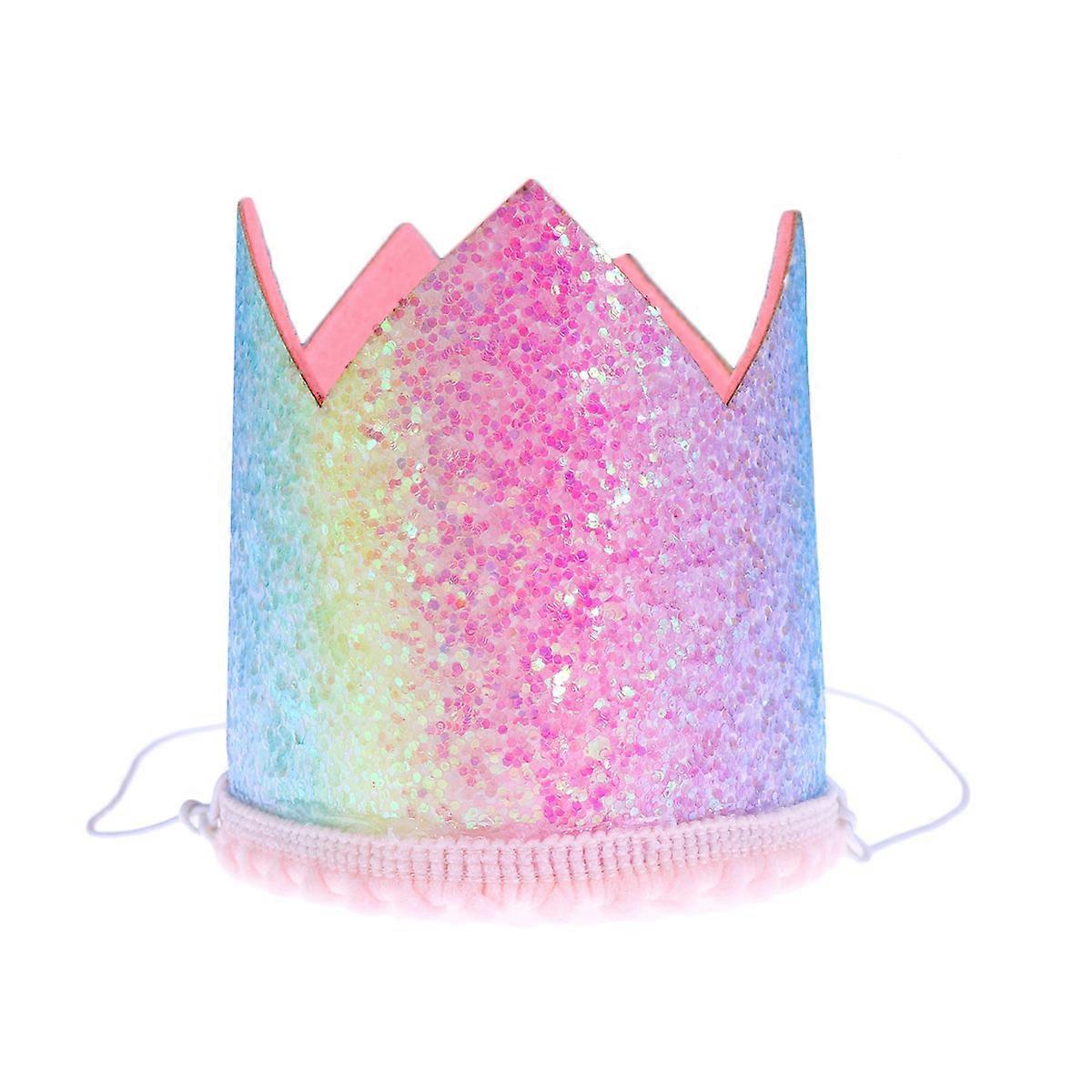 Kids Party Hats Rainbow Crown Number Birthday Cap Shiny Unique Design For Women Family 1Set