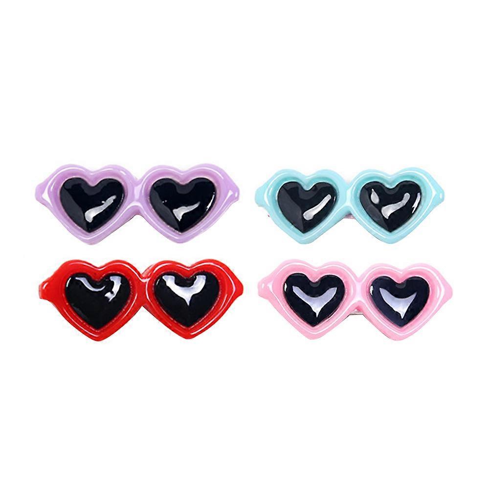 20pcs Heart Shaped Pet Hair Clips Mixed Colors Soft Comfortable Eyewear Puppy Accessories for Birthday Parties Photo Props Daily Wear