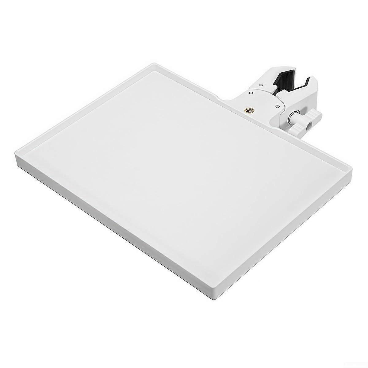 Microphone Stand Accessory Tray with Phone Holder for Easy Access During Performances (White)