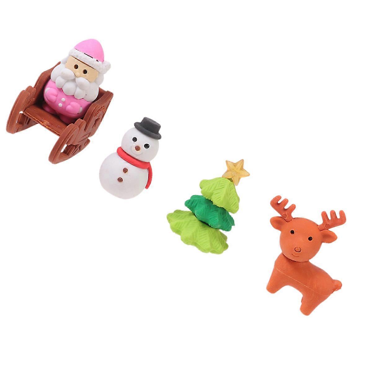 Christmas Erasers Snowman Core for Study Use 3Pcs Assorted Color Gifts
