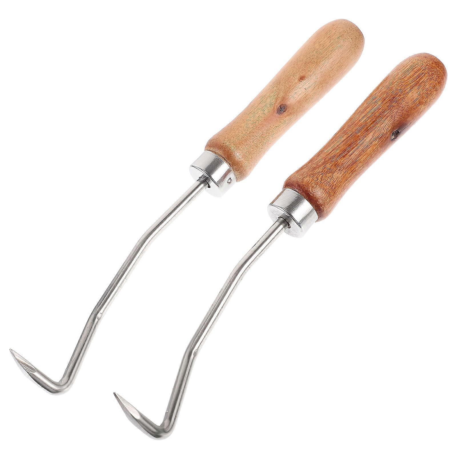 2Pcs Beeswax Removal Tools Hook Shape Beehive Cleaning Equipment Wood Handle For Beekeepers Practical Design Assorted Color