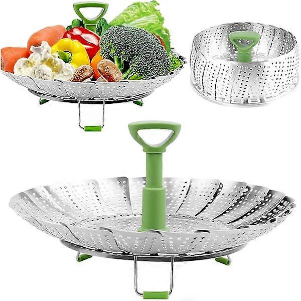 Stainless Steel Steaming Basket, Vegetable Steaming Basket, Folding Steaming Insert for Vegetables, Seafood, Expandable to Fit Different Sizes of Pots