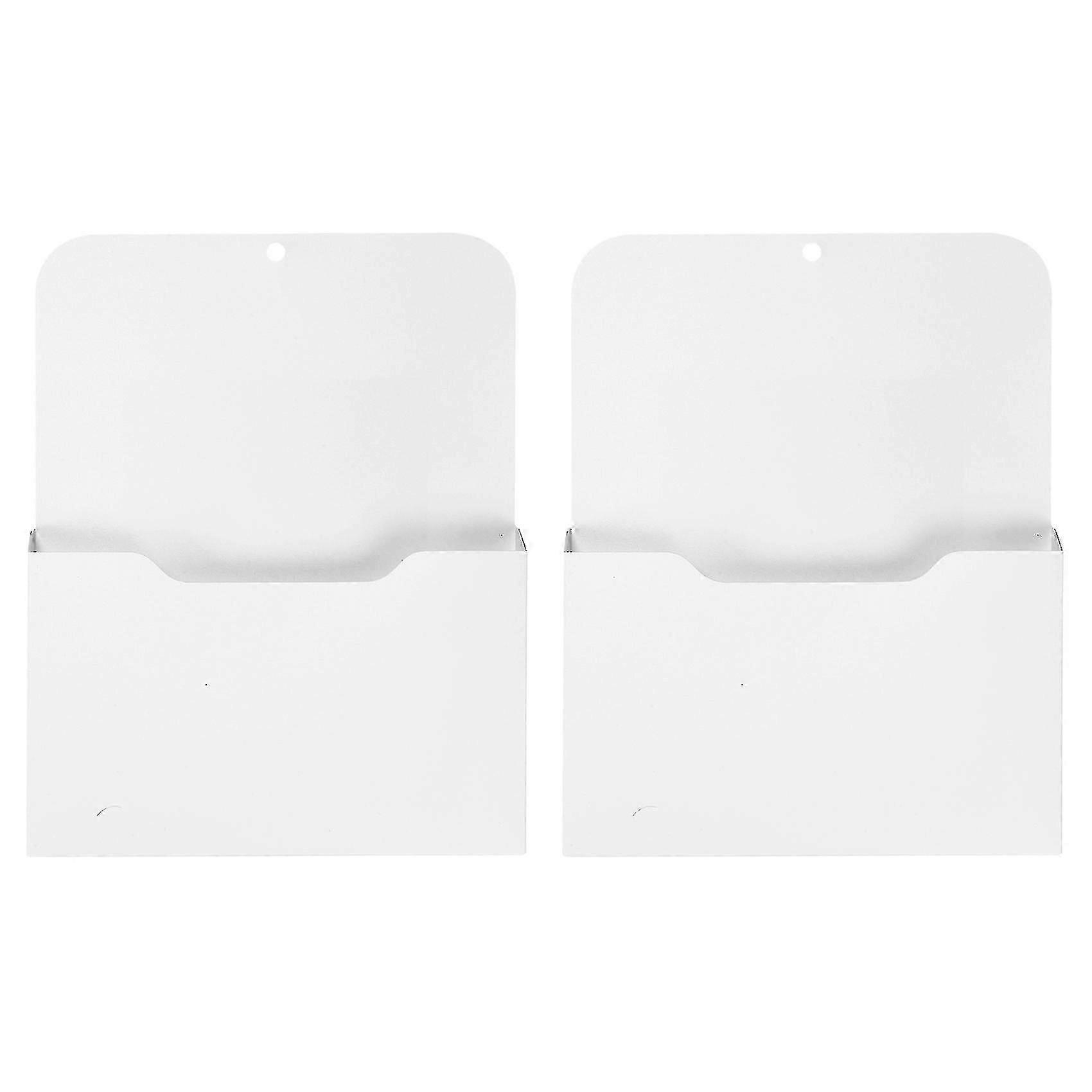 2 Pack Magnetic File Holder - Wall Organizer, Paper Storage, White