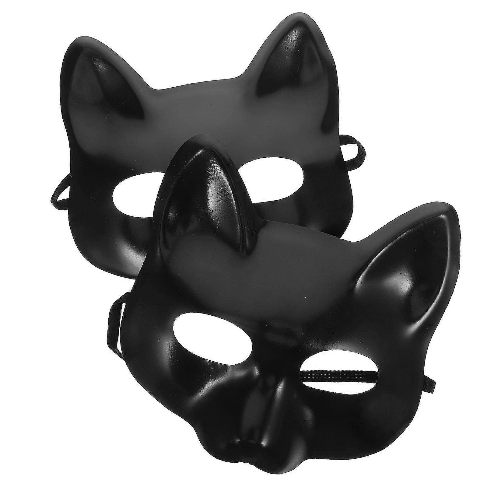 Blank Cat Shape Mask for Cosplay Events Targeted At Adults Created from Paper Promoting Artistic Expression 2Pcs