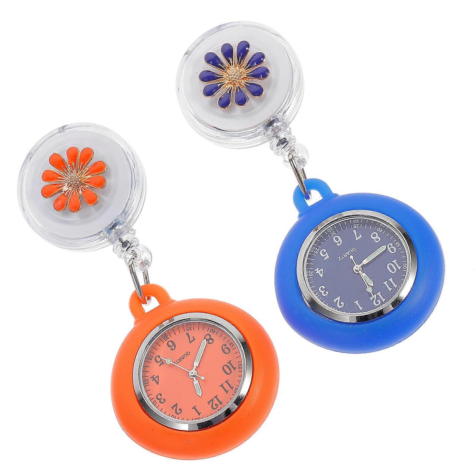 ساعة قابلة للسحب بمشبك للأطباء 9.50X4.00X1.50CM تصميم مشبك متنوع 2 قطعة