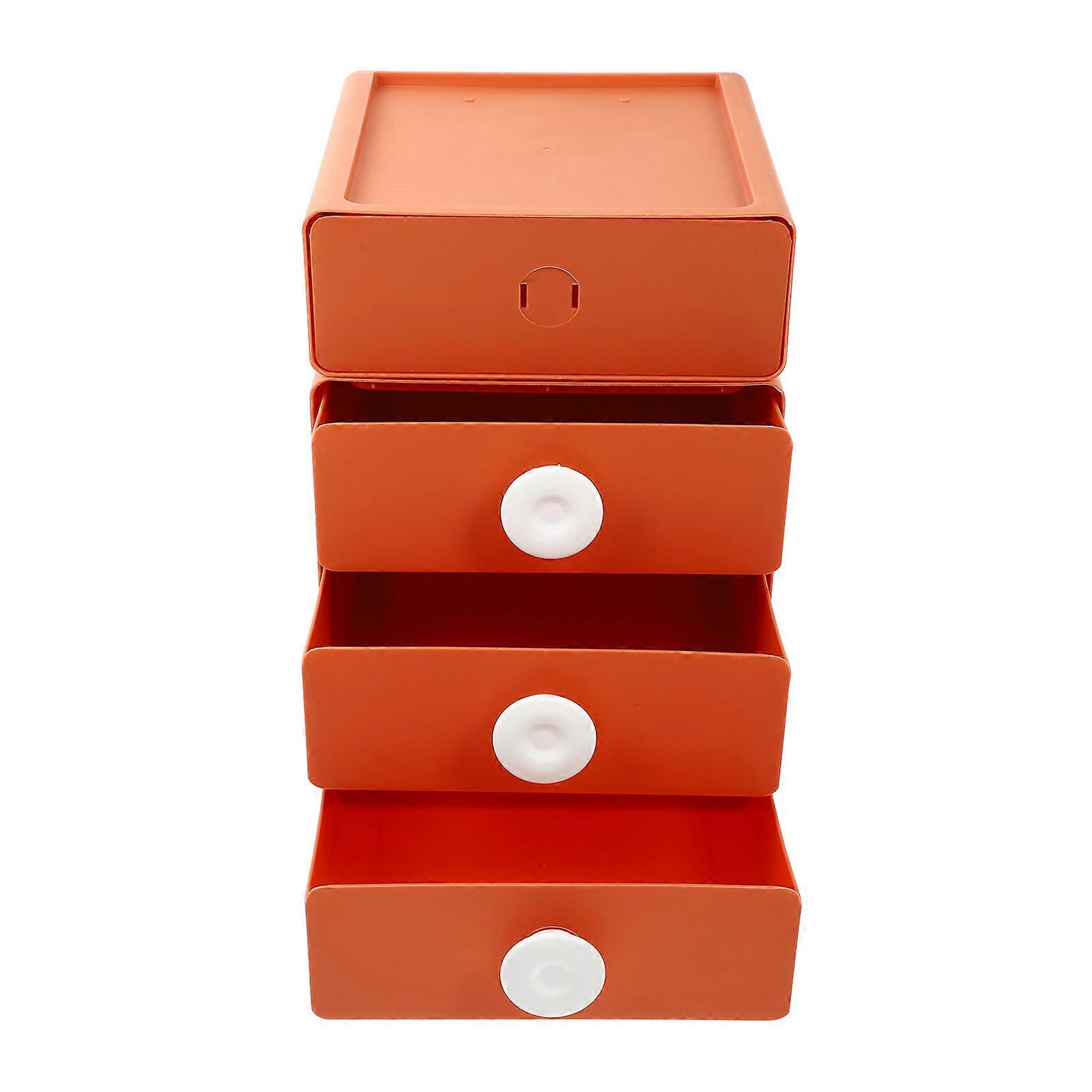 Orange Plastic Desktop Storage Case MultiPurpose Storage Box for Sundries and School Supplies 4Pcs