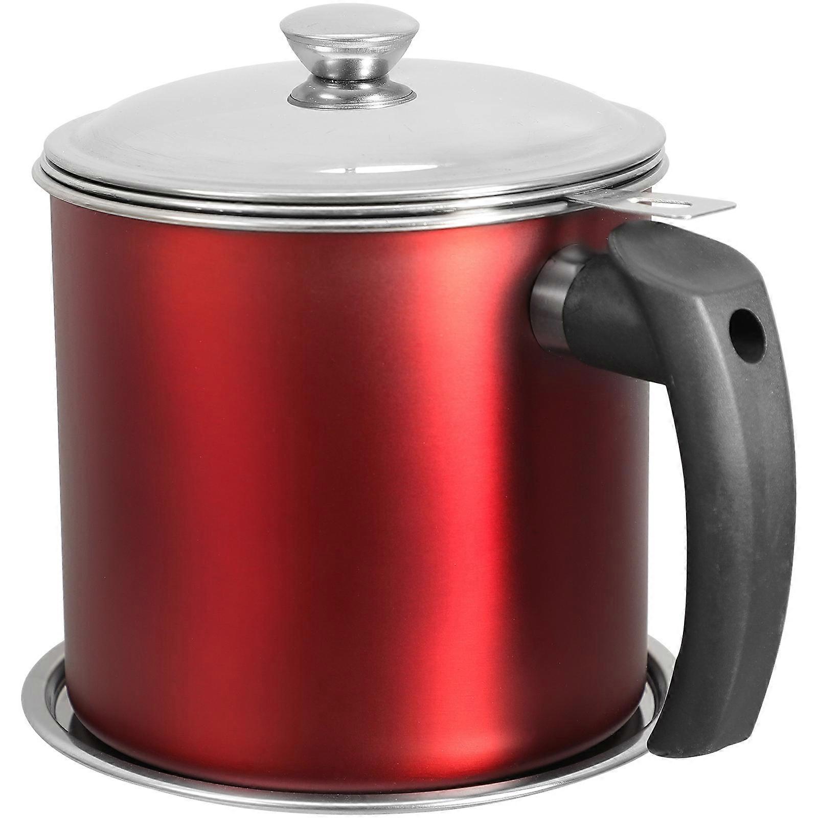 Rectangular Grease Container For Home Cooking 1.3L In Red With Oil Separation Function 1Pcs