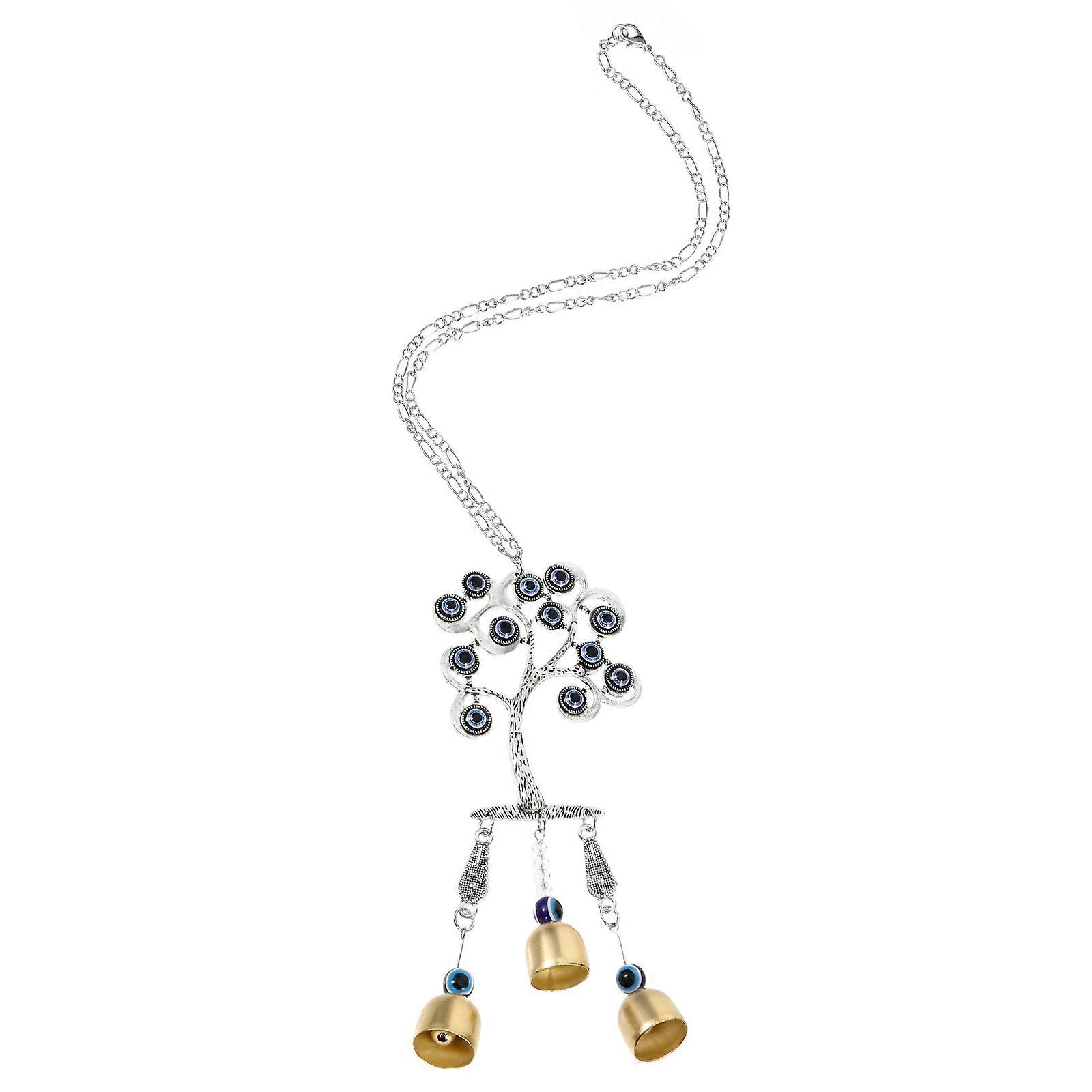 Evil Eye Charm Hanging Decor with Bells for Home Made of Metal Multi Color