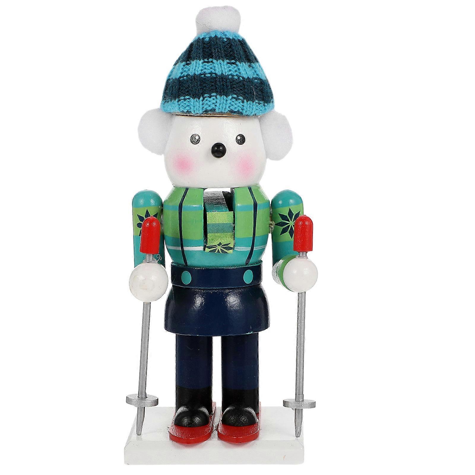 Wood Nutcracker Craft Creative Cartoon Animal Figure Desktop Decoration Lightweight 7x6x17.5cm 1Pcs