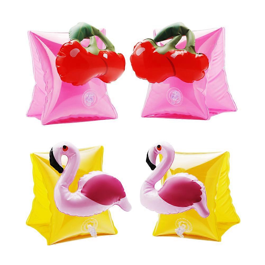 Assorted Color Inflatable Cherry Flamingo Float Swimming Ring for Children Party Fun PVC Swimming Sleeves 4pcs