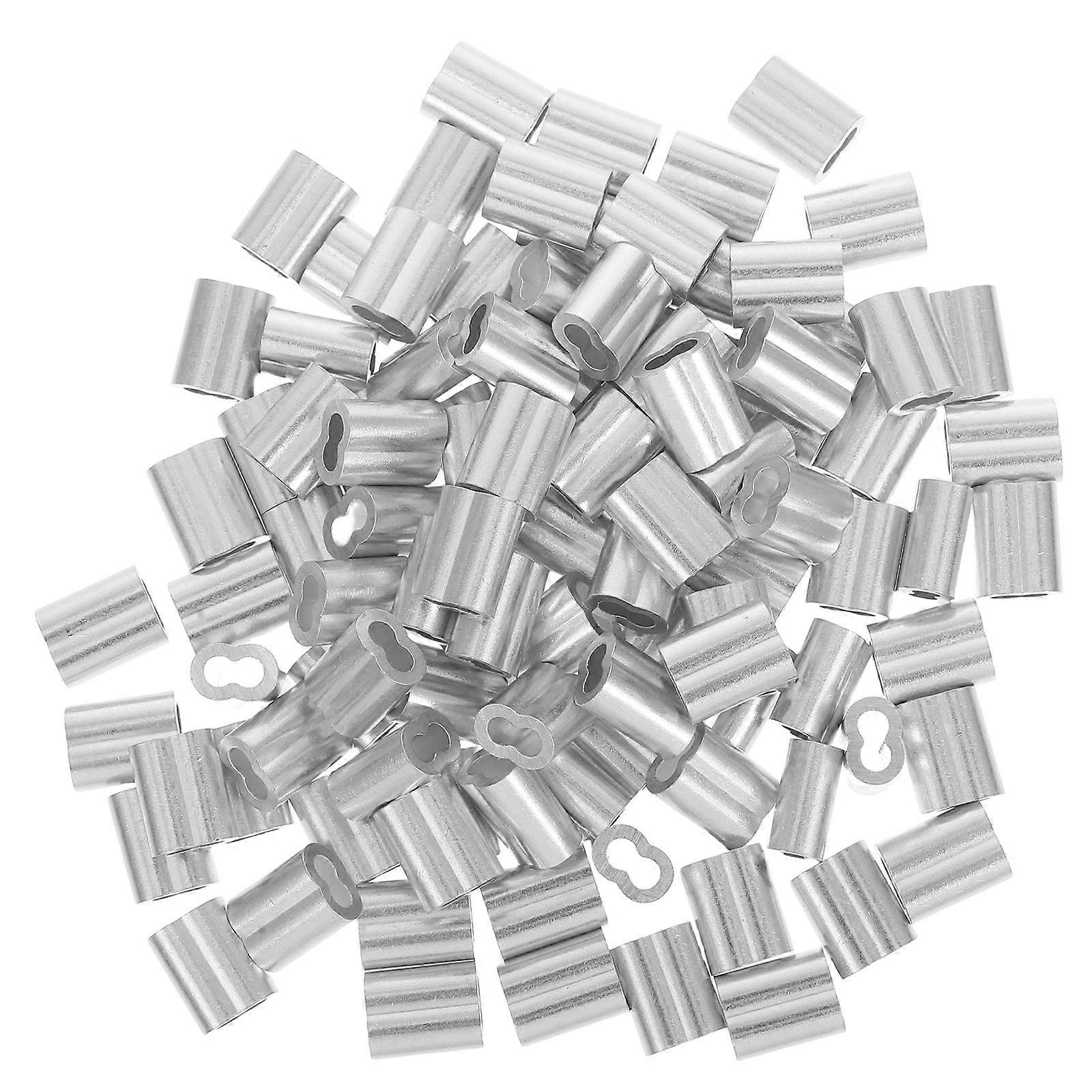 Aluminum Cable Crimps 100Pcs Double Hole Sleeves For Connecting Lifting And Fixing Wire Rope 2.5mm
