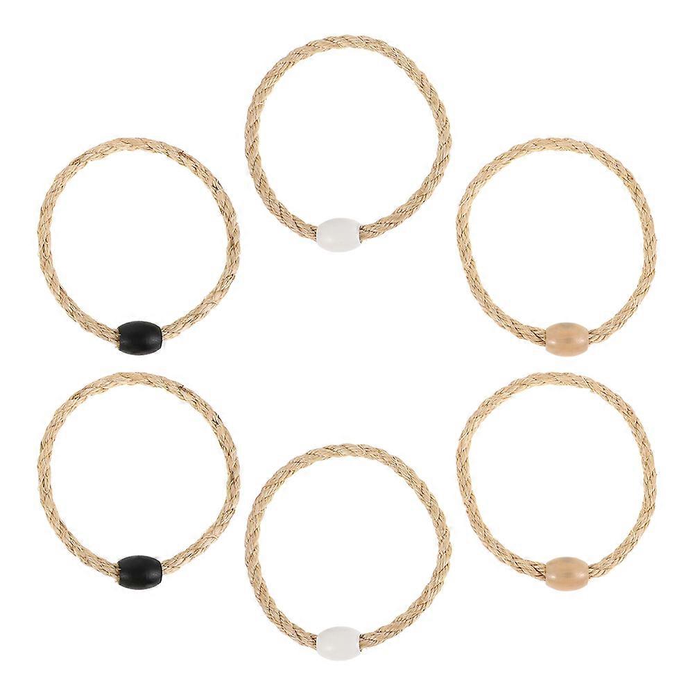 Rope Ring Toss Game for Outdoor Fun and Agility Practice with Wood and Jute Rope 6pcs Multi