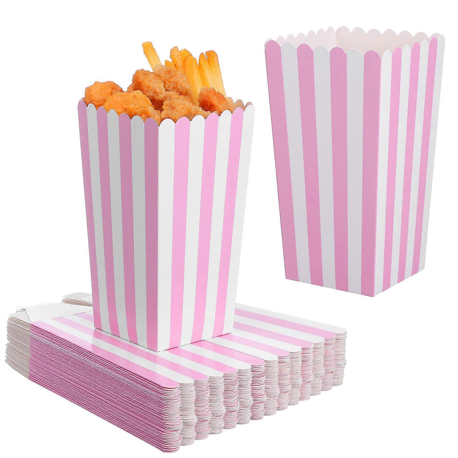 40pcs Striped Paper Popcorn Bags Sturdy Individual Containers for Parties, Events & Popcorn Machines Decorative Portable Snack Bowls for
