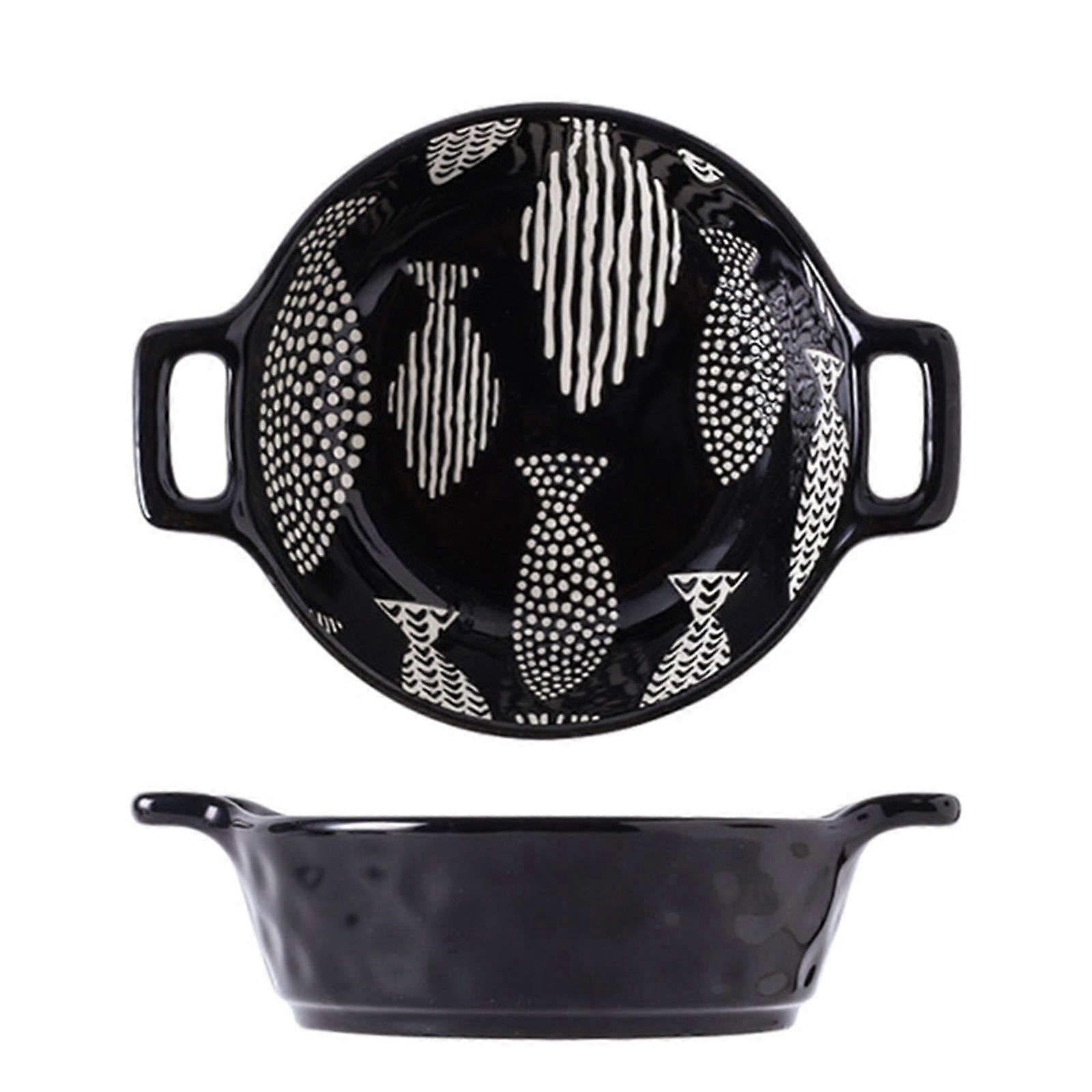 Ramen Bowl Ceramic With Handle Deep Soup Bowl 2-Piece Set 700 ml Microwave And Oven Safe Black Multifish