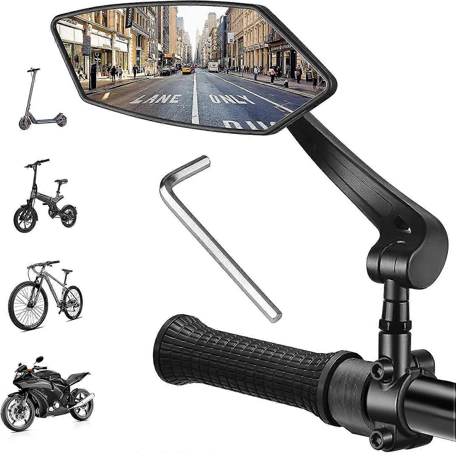 Universal 360�� Adjustable Rearview Mirror for Electric Bicycle & Scooter - High-Quality Left Side Mirror for Safe Riding