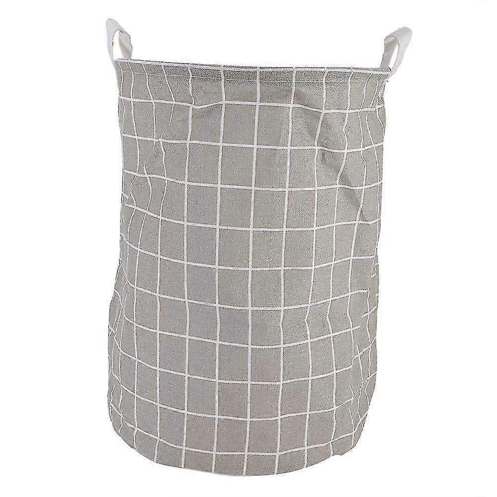Large Capacity Foldable Laundry Basket - Gray Grid Clothes Storage Organizer Bag for Home & Easy Carrying Solutions