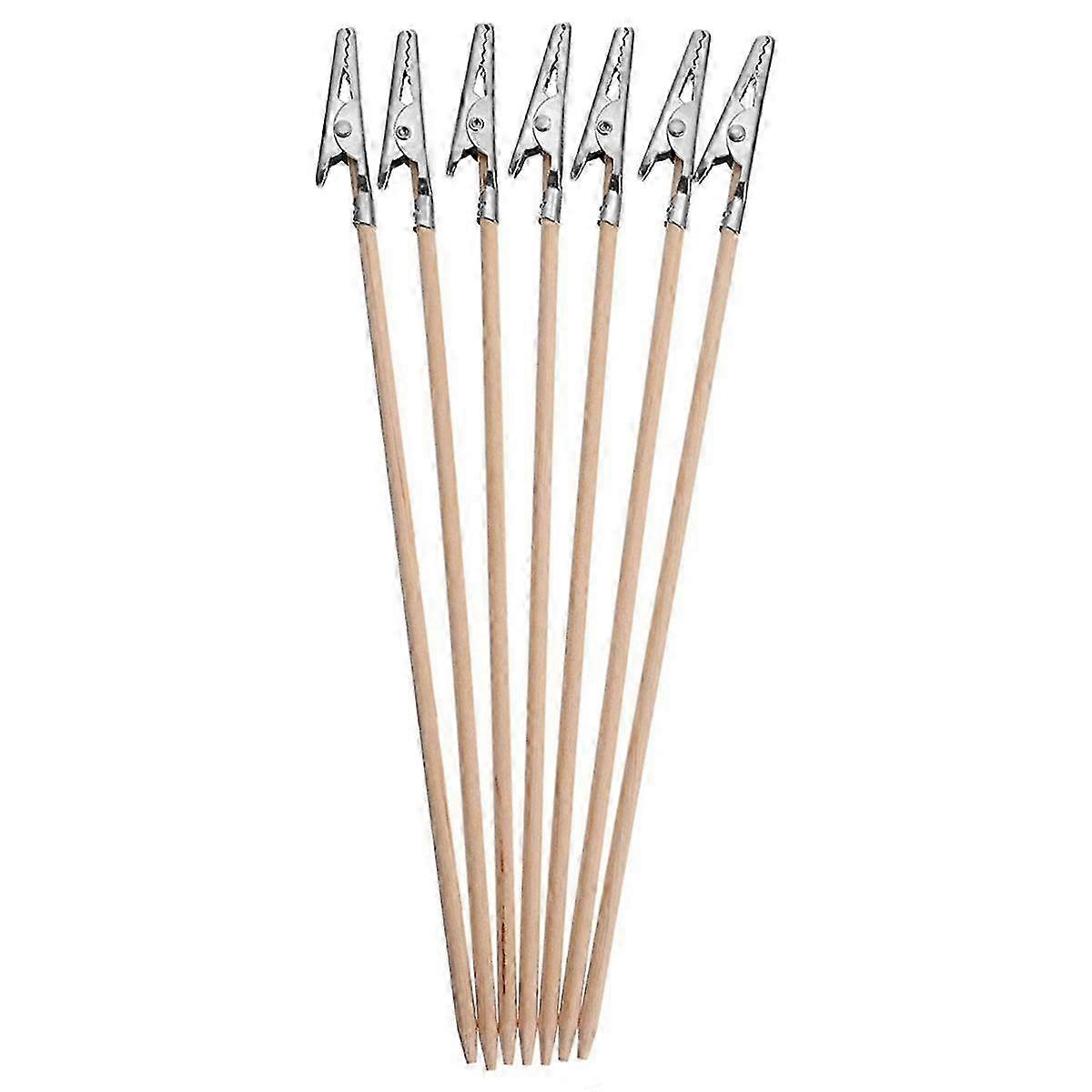 100 Pcs Bamboo Long-Tailed Alligator Clip with Photo Holder Stand for Memo Notes