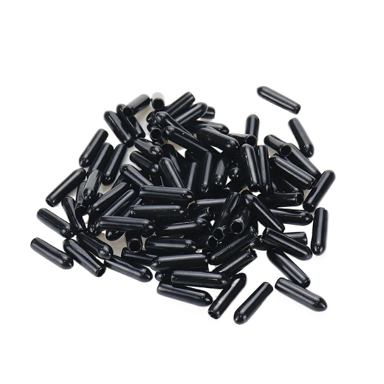 Threaded end caps, 3 mm inner diameter, PVC end caps, thread protectors, black covers, round pipe bolt caps, 100 pieces
