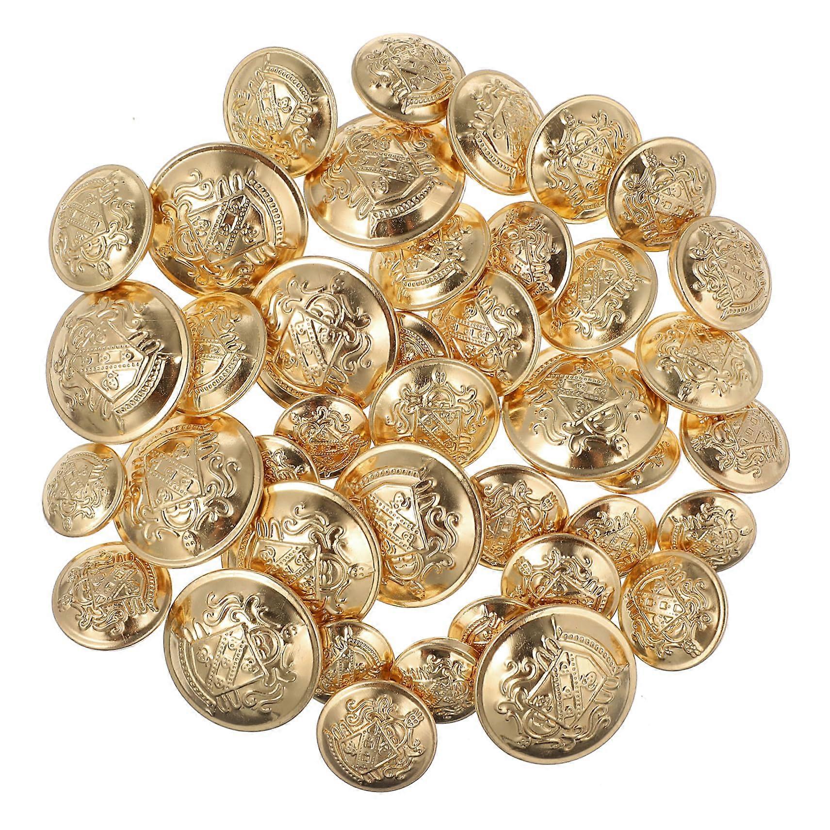 40 Pieces Gold Metal Buttons for Clothing, Round Sewing Buttons for Coats, Suits, and DIY Craft Projects