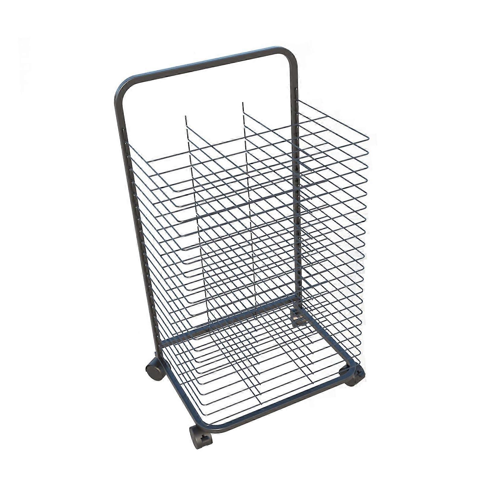 Art drying rack, classroom drying easel, spacesaving stand for 32K/A4 artworks/paintings, 20 removable shelves, with lockable wheels