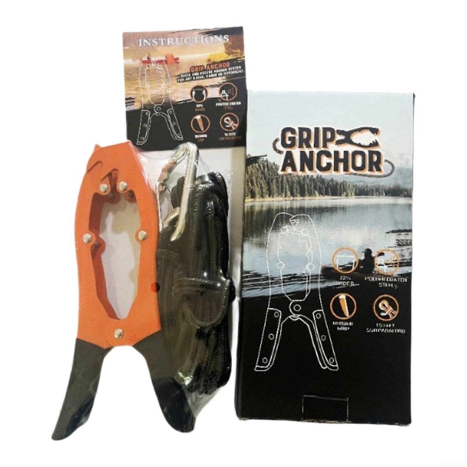 for Kayak Grip Anchor System with Mounting Rope Heavy Duty Steel Quick Release Design for River Stream Lake Water Sports(orange with buckle)