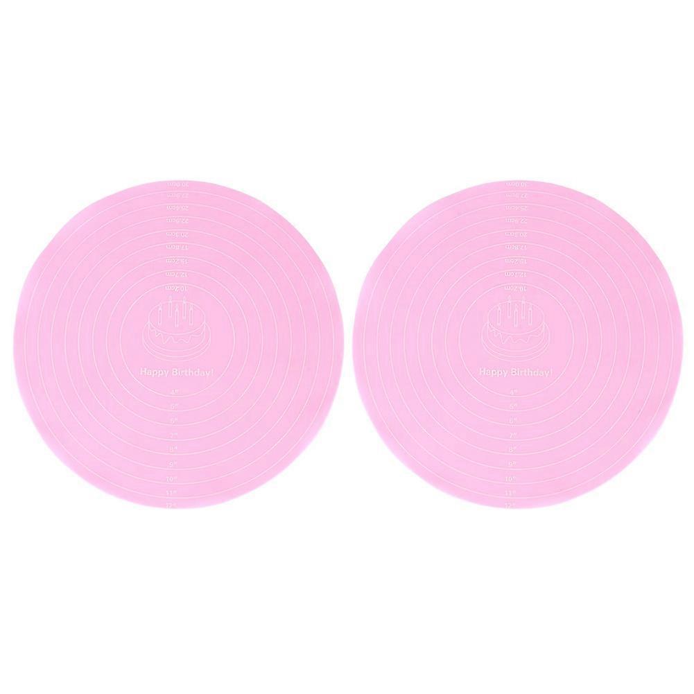 2 Pieces Non-Stick Silicone Round Dough Rolling Mat, Pastry Pad, Sheet for Cake Turntable