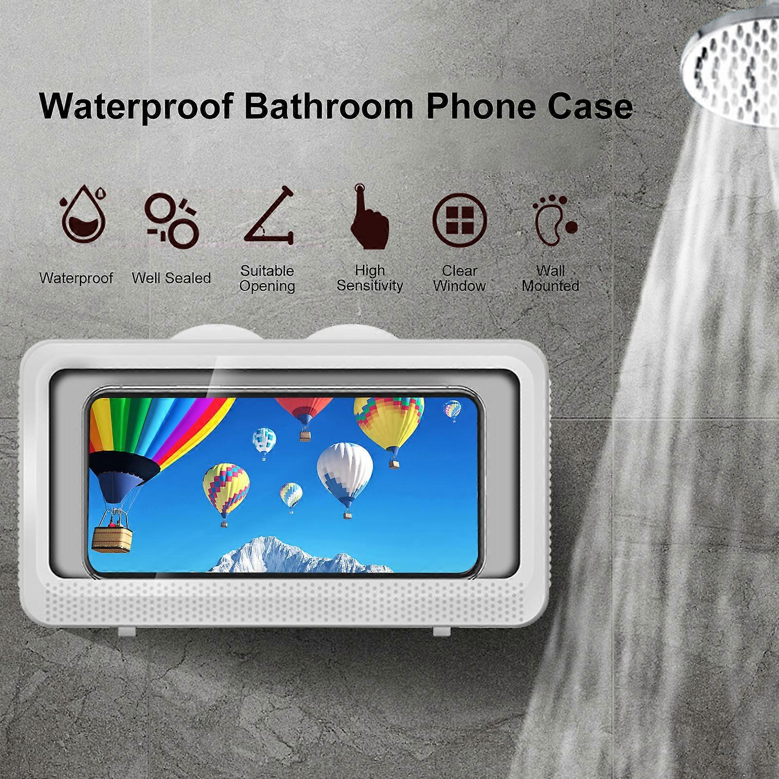 Waterproof Bathroom Phone Case, Wall Mounted Holder, Touchable Screen, Sealed Storage