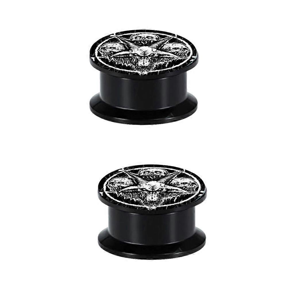 Stainless Steel Ear Expander Ghost Head Studs for Decor 2Pcs Black