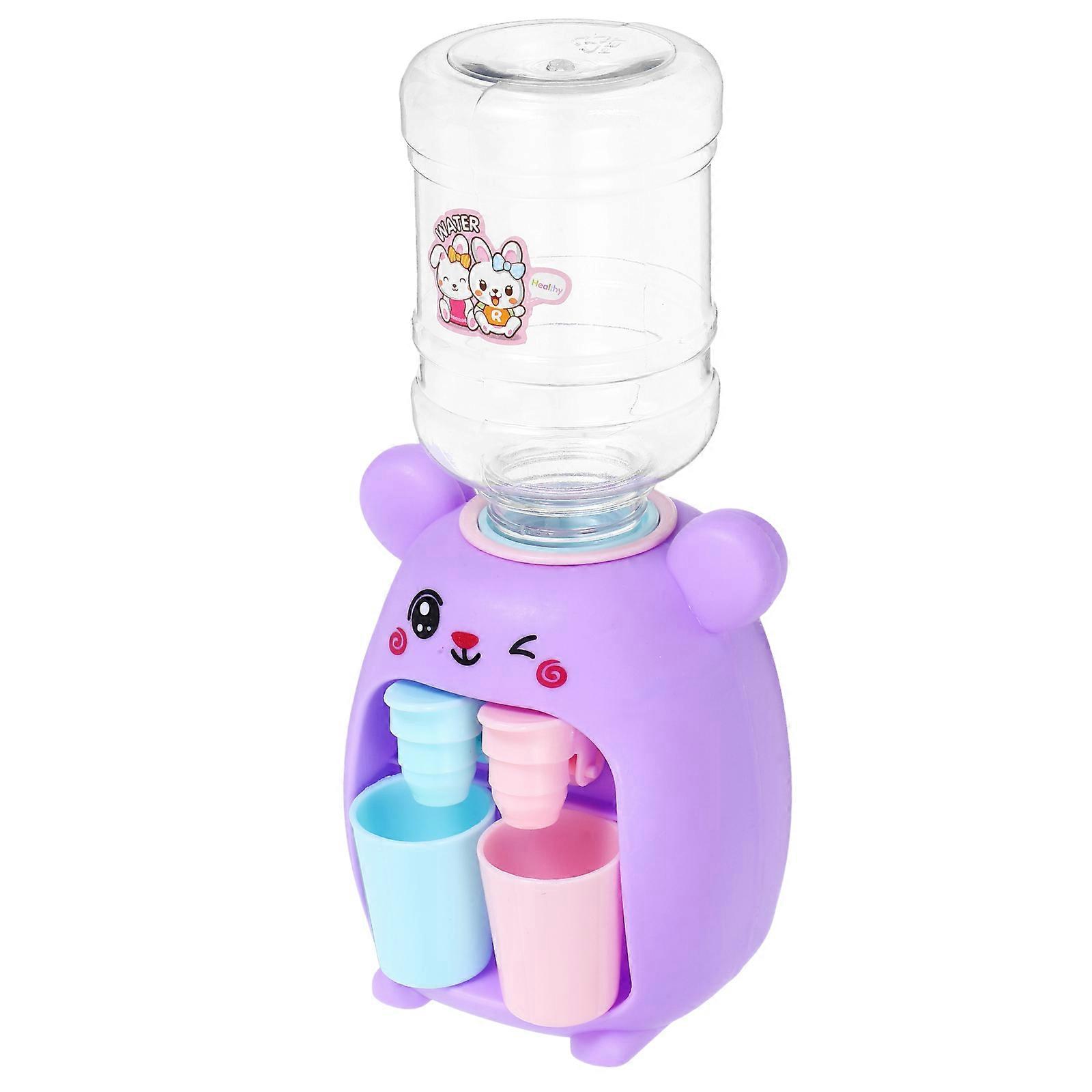 Cute Mini Water Dispenser, Small Drinking Fountain, Cartoon Design, Purple Plastic Water Machine for Home or Office Use