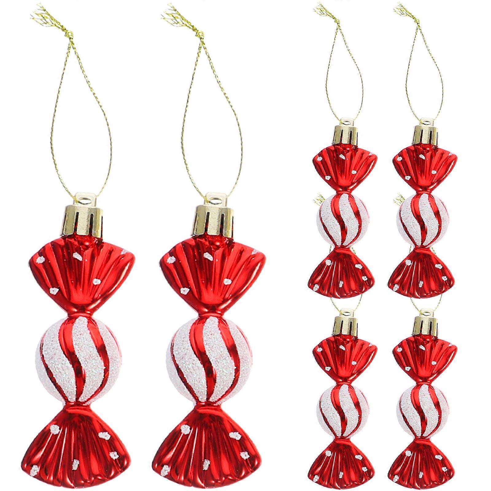 Christmas Shape Pendant Christmas Tree Fireplace Red Plastic Decoration 6Set