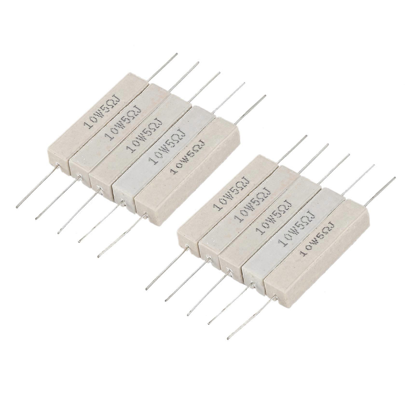 10Pcs Wirewound Ceramic Cement Resistor 5 Ohm 10W Watt 5%