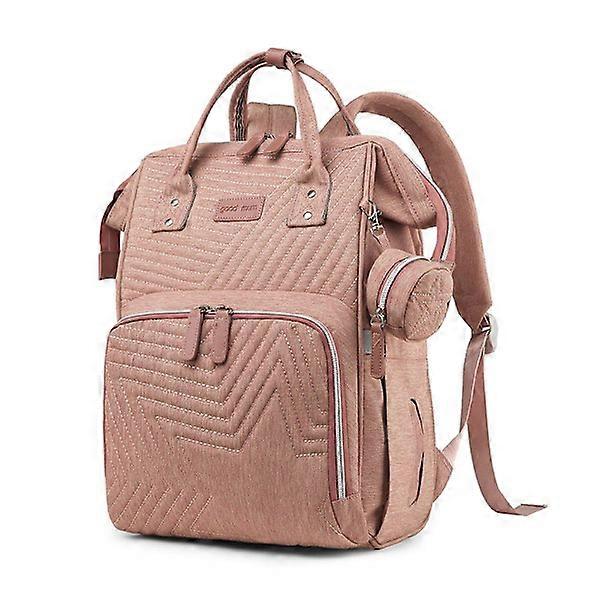 Diaper Bag Backpack for Mom with Key Case Pink