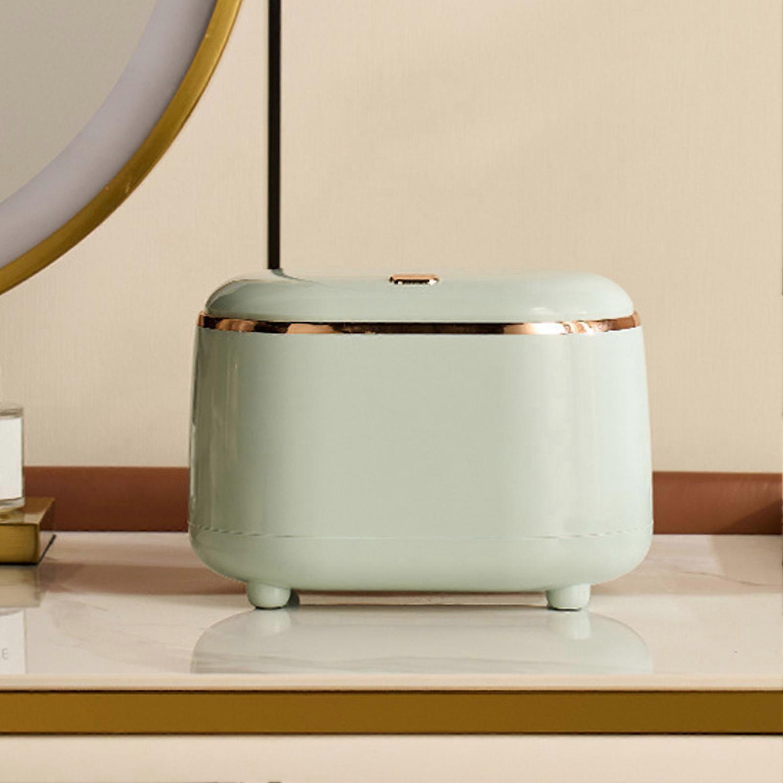 Mini Oval Plastic Trash Can 280g Light Green Press Lid