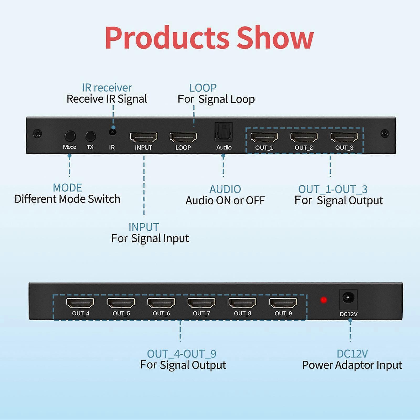 3X3 4K Video Wall Controller Processor 3840x2160@30Hz Black Metal