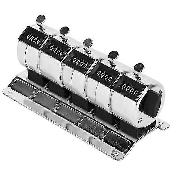 Mechanical counter metal manual clicker 4-digit 5 units stainless steel tally hardware tool. Cs fast