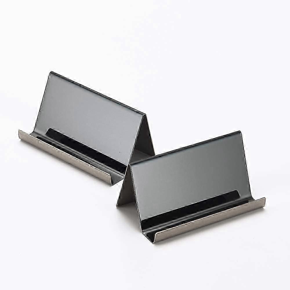 Set of 2 Stainless Steel Business Card Holders for Office or Desk - Favorites for Business Cards - Black