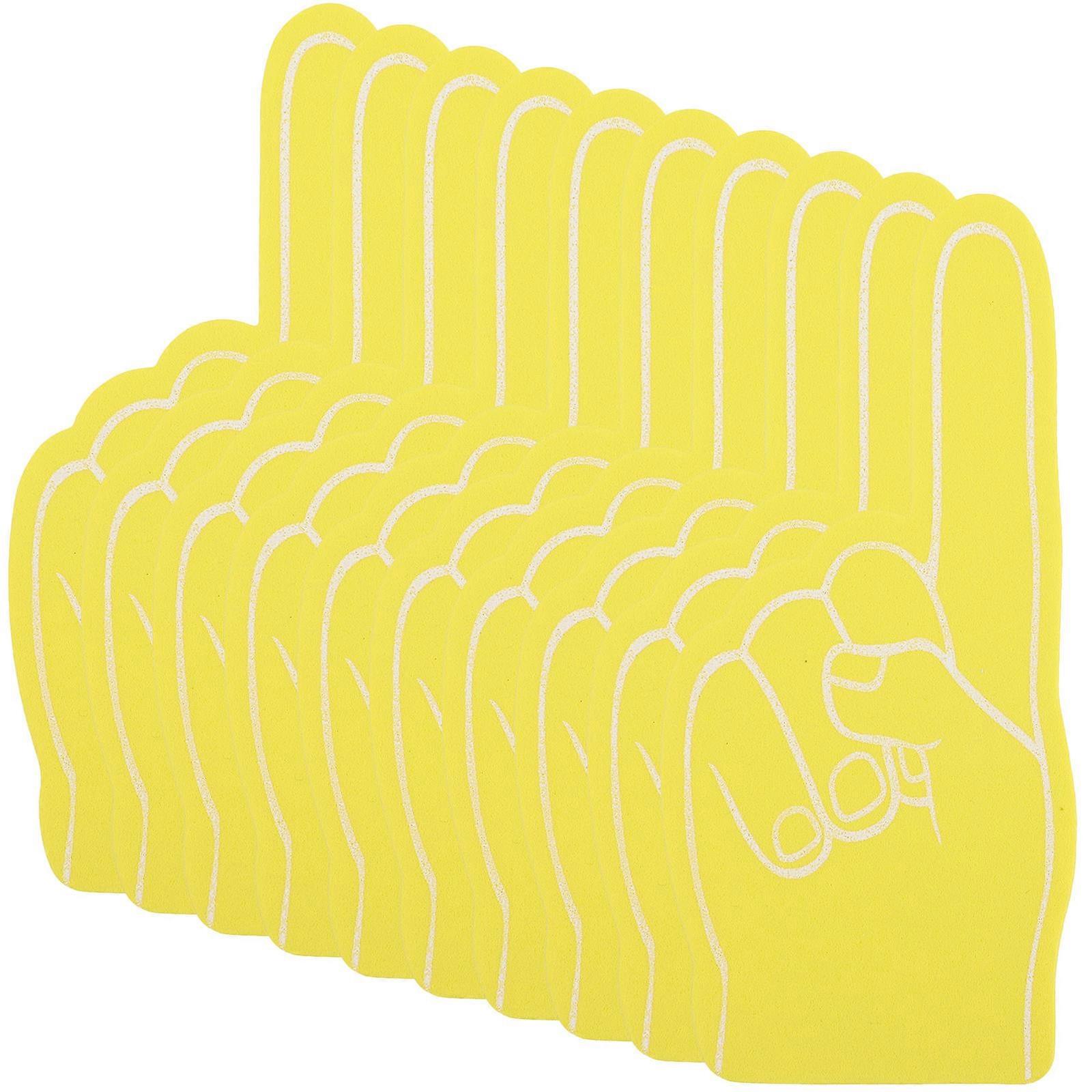 Cheering Finger Foam For Cheering Squad And Sports Fans Yellow Waterproof Ink Screen Printing 12Pcs