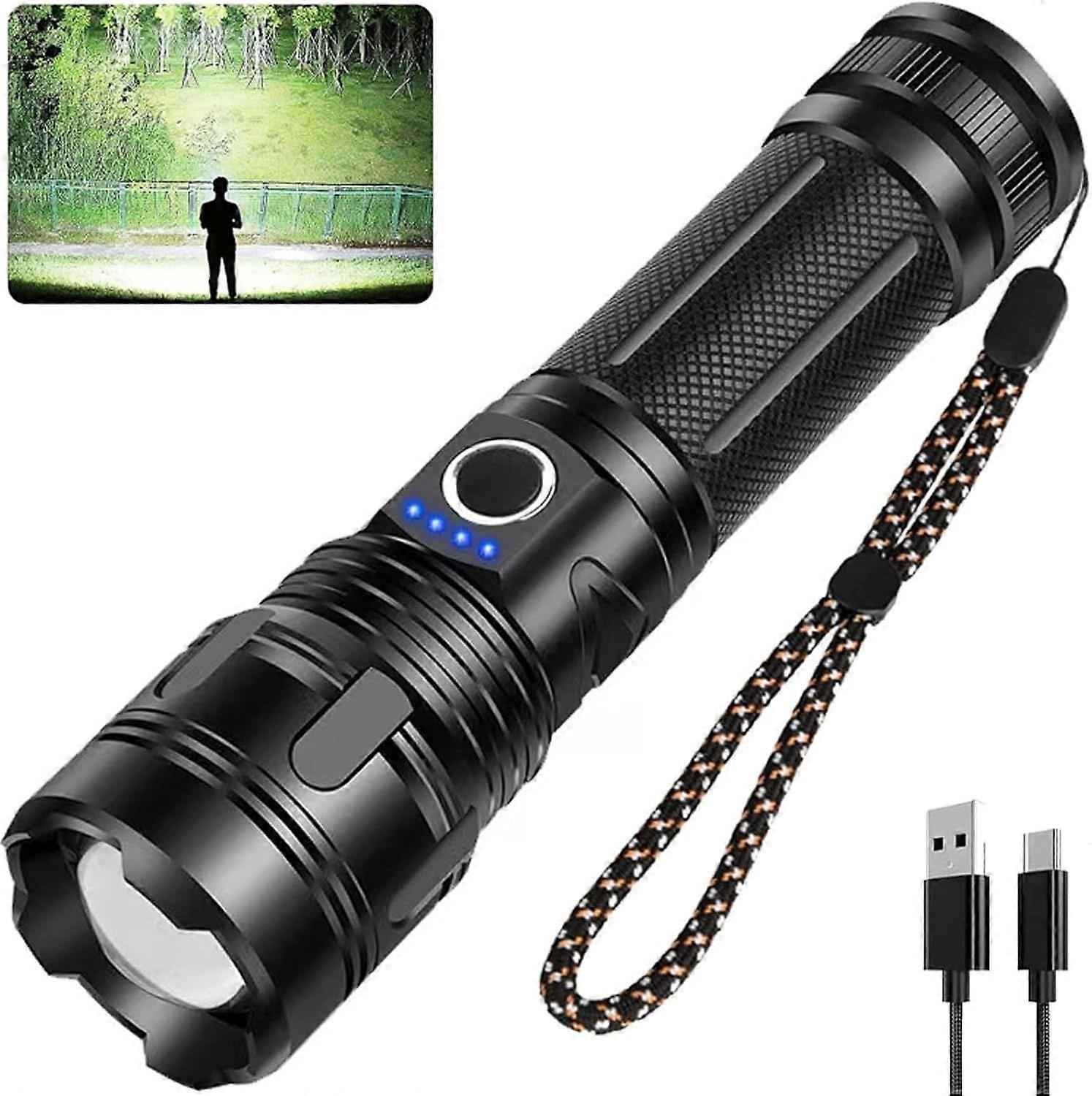 Rechargeable Flashlights 20000 High Lumens, High Power Led Flashlight, Powerful Tactical Flashlight(Black)